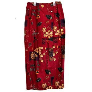 Intriguing Threads Vintage Wrap Maxi Skirt Size 10 Button Closure Fall Color